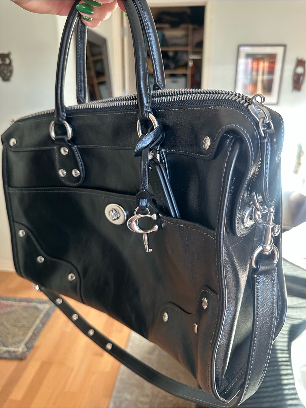 Coach Black Rhyder 38 Leather Bag